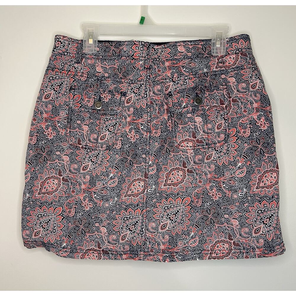 CROFT & BARROW Blue Floral Paisley Cotton Stretch Skirt Skort Classic Womens 12 - Picture 3 of 7